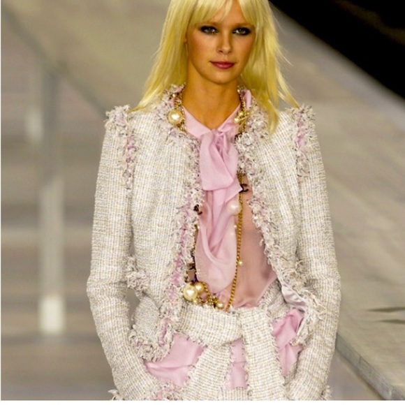 Alberto Makali Pink Ribbon 🎀 Bell Cuff GORGEOUS Coco Barbie core Tweed Jacket - Picture 2 of 16